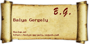 Balya Gergely névjegykártya